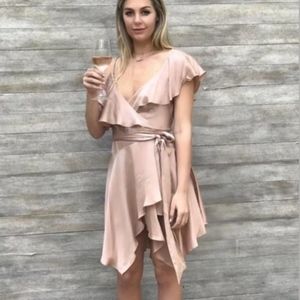 Zimmermann Sueded Asymmetric Wrap Dress - Nude